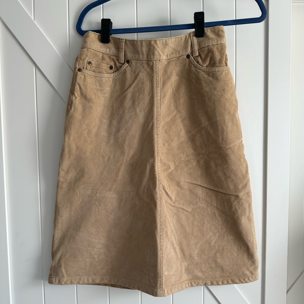 Hennes Tan Corduroy A-Line Skirt Size 4 Vintage Cottage Casual